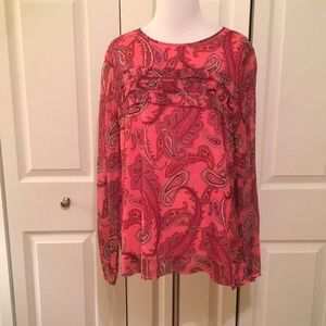 J. Crew pink silk paisley blouse size 10